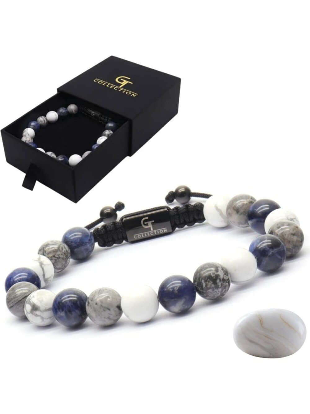 Handmade Men's Natural Gemstone Beaded Bracelet, Adjustable 10mm Jewelry Gift
